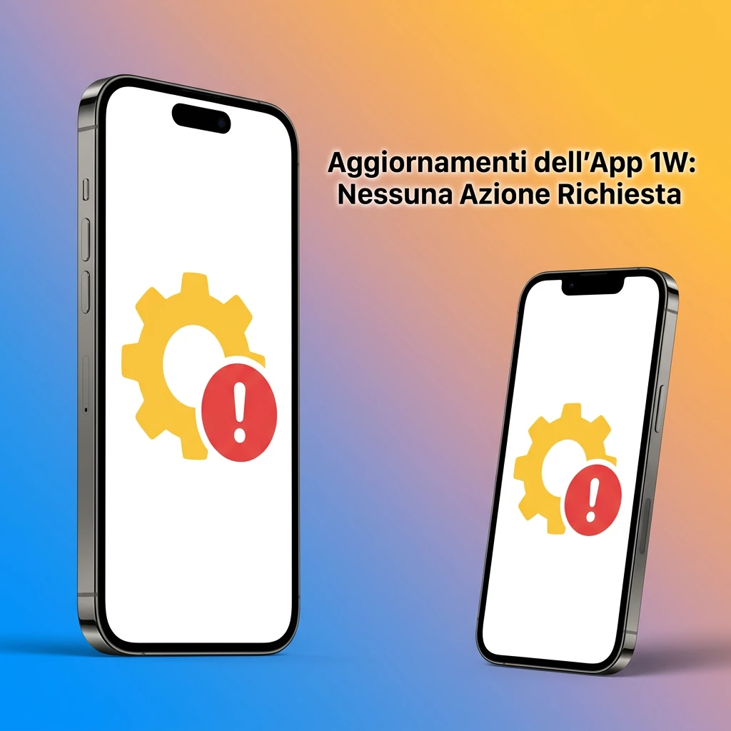 Aggiornamento automatico dell'app 1W su dispositivi mobili, senza azioni richieste dall'utente