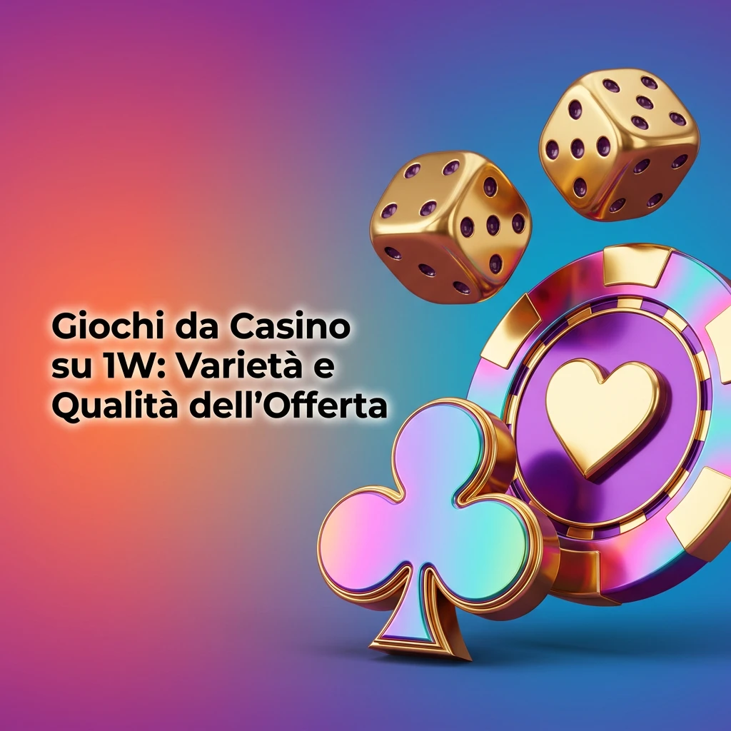 Interfaccia casino 1W con slot machine, roulette, blackjack e giochi live dealer su schermo