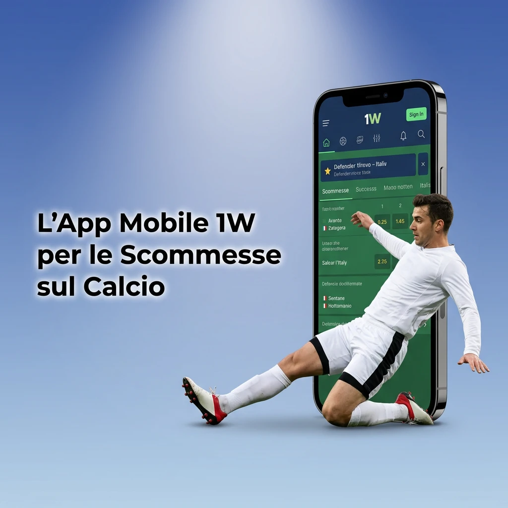 App mobile 1W per scommesse calcio su Android e iOS con quote in tempo reale e scommesse live
