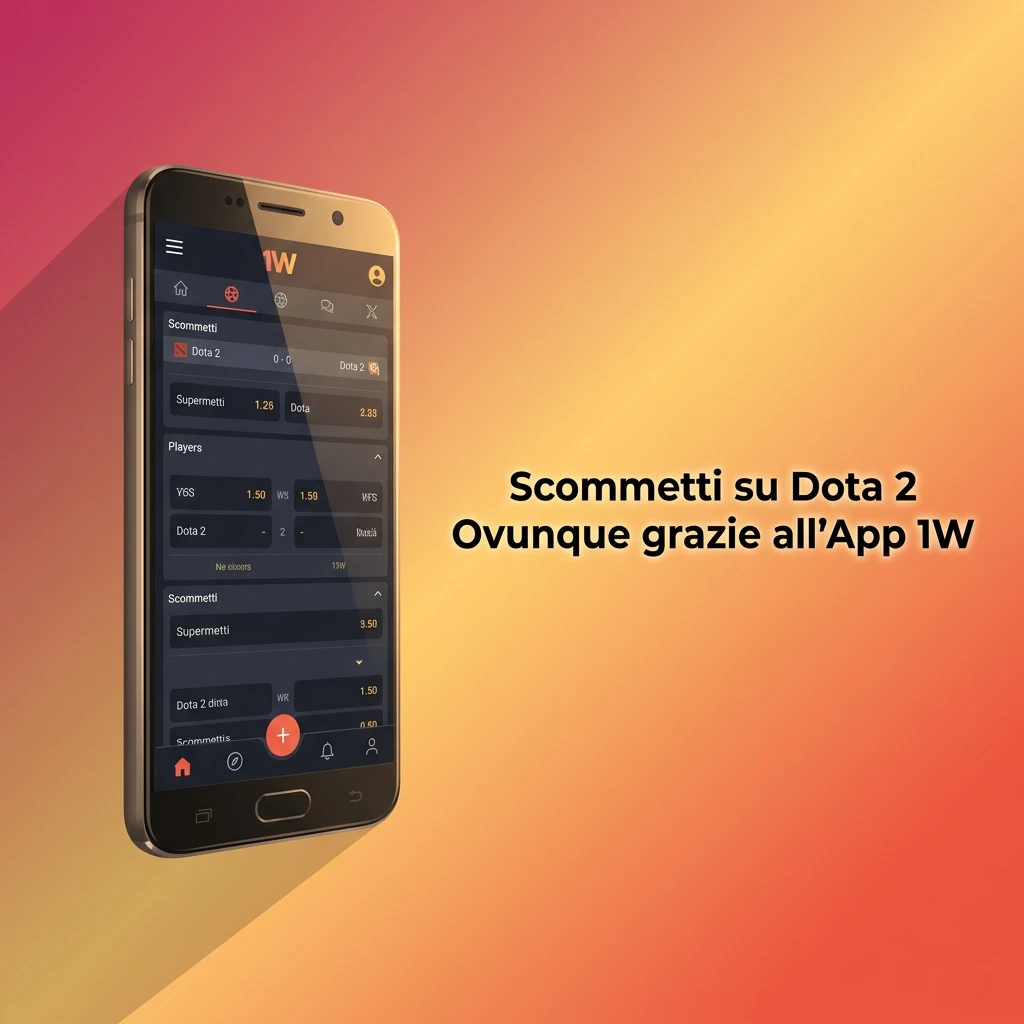 App 1W per scommesse su Dota 2 su smartphone, disponibile 24/7 con quote in tempo reale